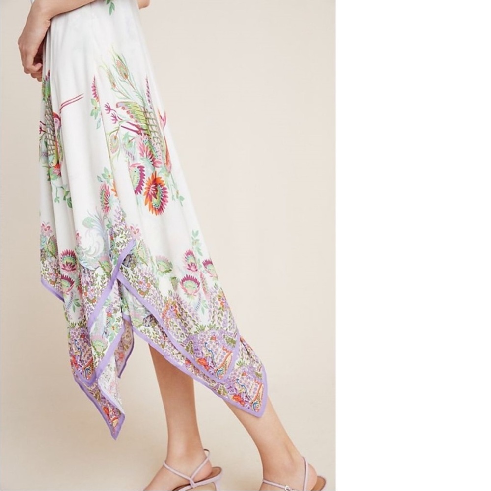 BOGO! Anthropologie Analise Floral Midi Dress Cream Size 2 - Picture 2 of 12